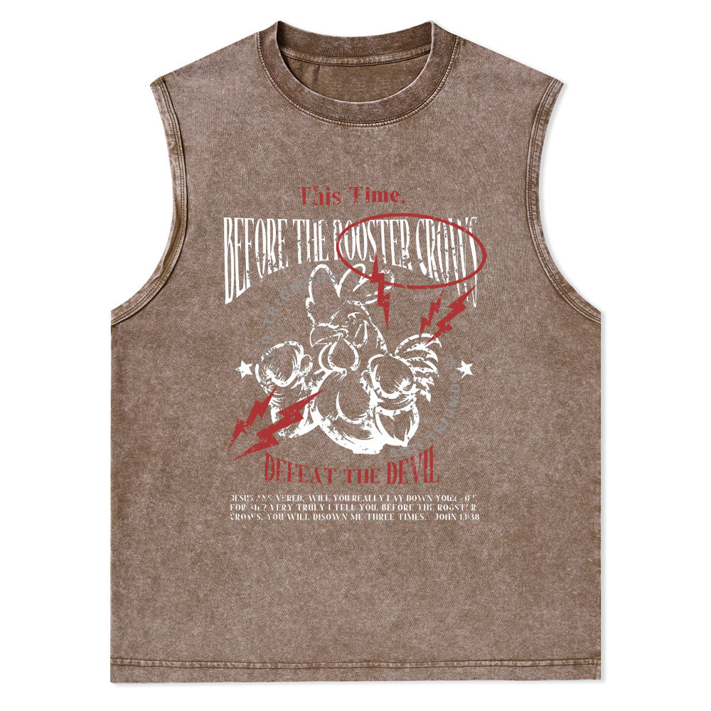 Defeat The Devil Christian Washed Tank Top
