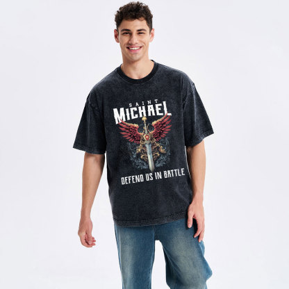 Defend Us In Battle Christian Washed T-Shirt