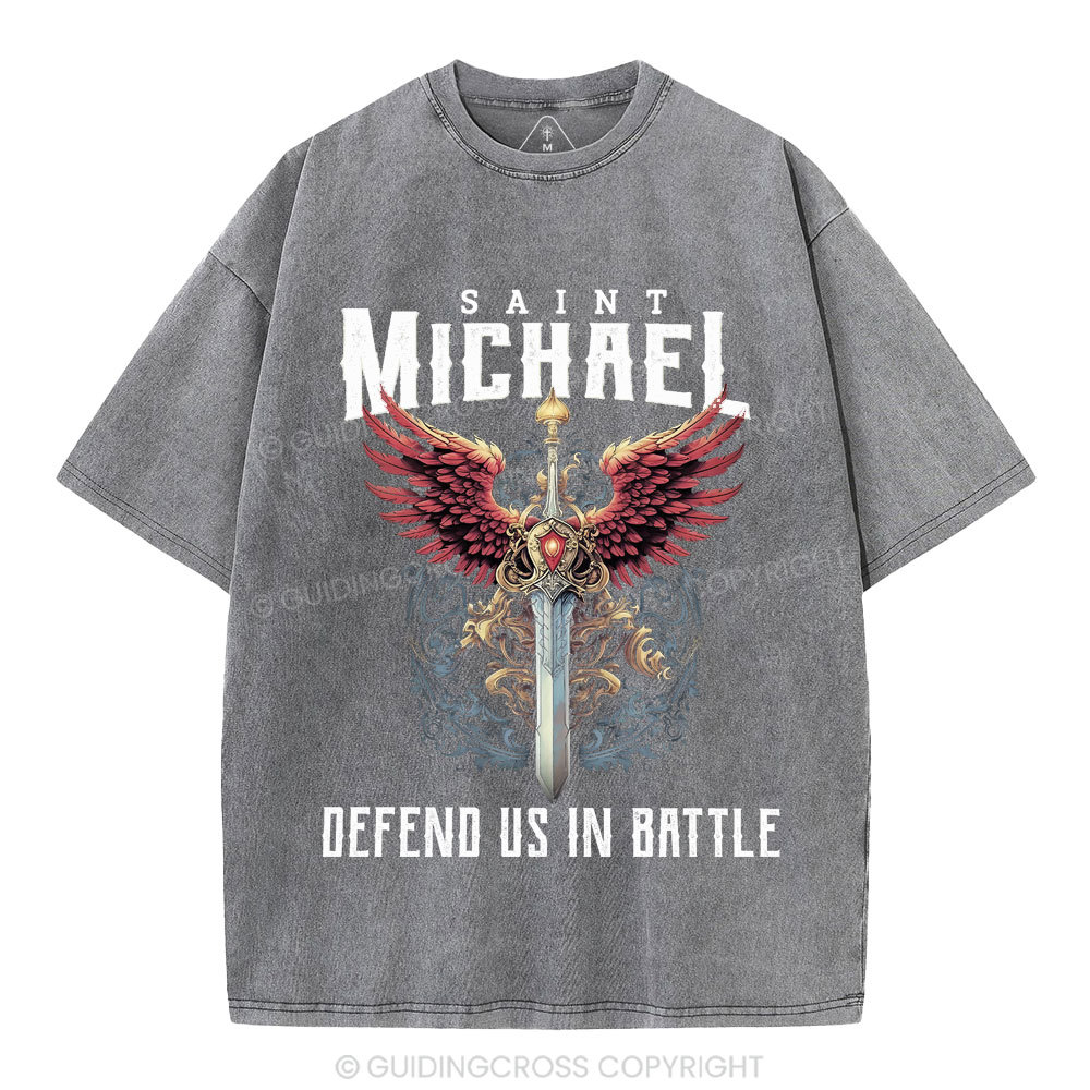 Defend Us In Battle Christian Washed T-Shirt