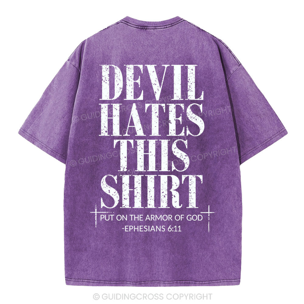 Devil Hates This Shirt Christian Washed T-Shirt