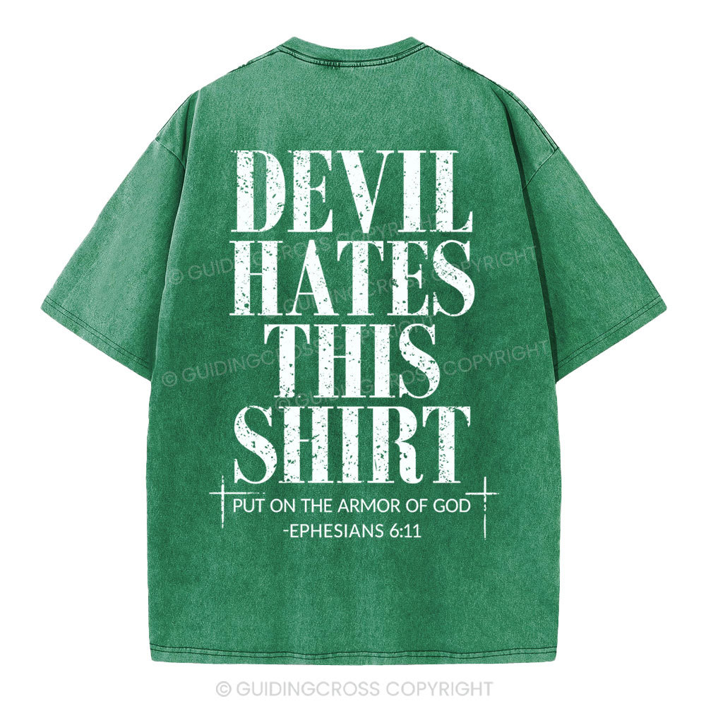 Devil Hates This Shirt Christian Washed T-Shirt