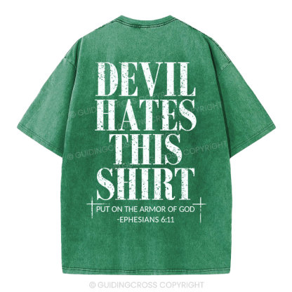 Devil Hates This Shirt Christian Washed T-Shirt