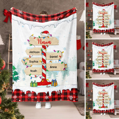Personalized Christmas Family Post Sign Blanket 