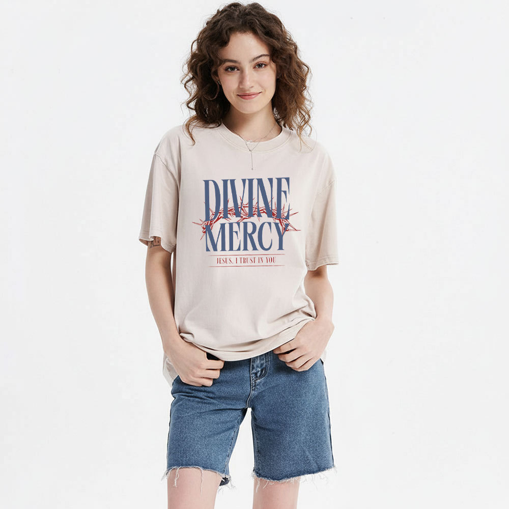 Divine Mercy Christian Washed T-Shirt