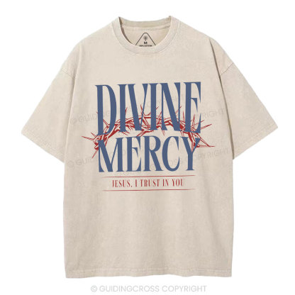 Divine Mercy Christian Washed T-Shirt