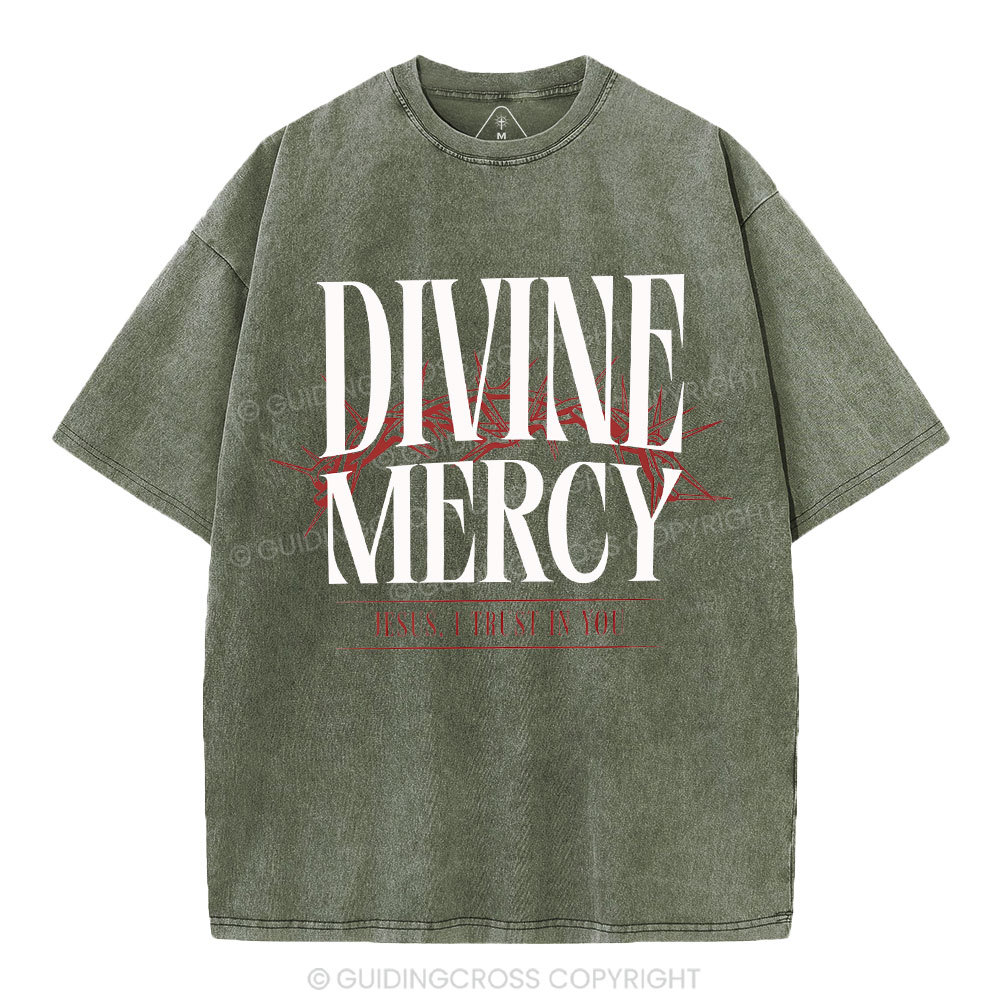 Divine Mercy Christian Washed T-Shirt