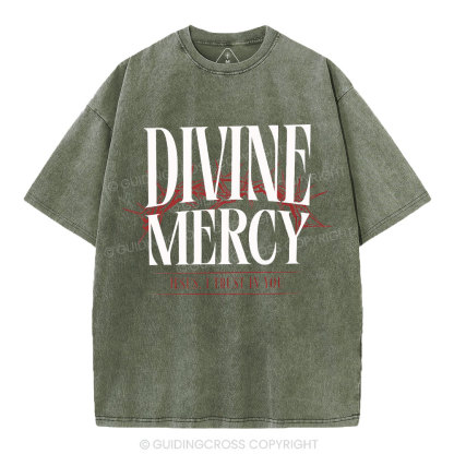 Divine Mercy Christian Washed T-Shirt