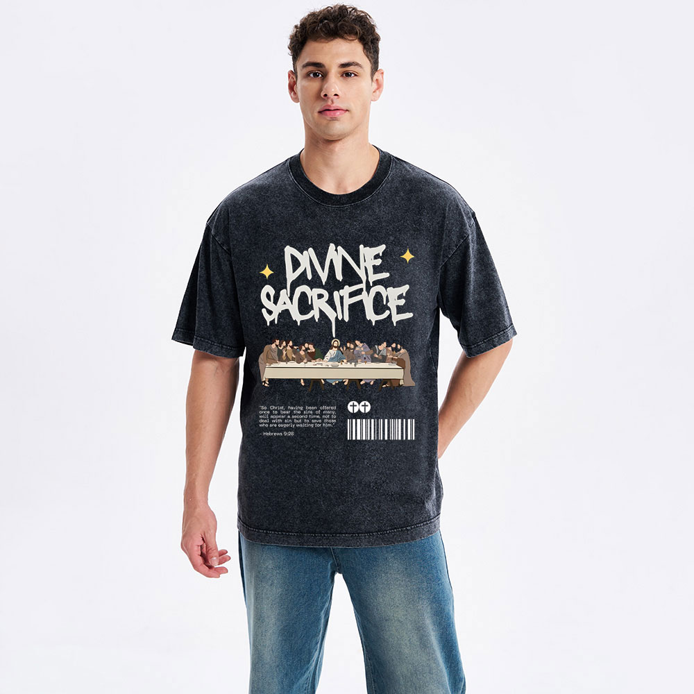 Divine Sacrifice Christian Washed T-Shirt