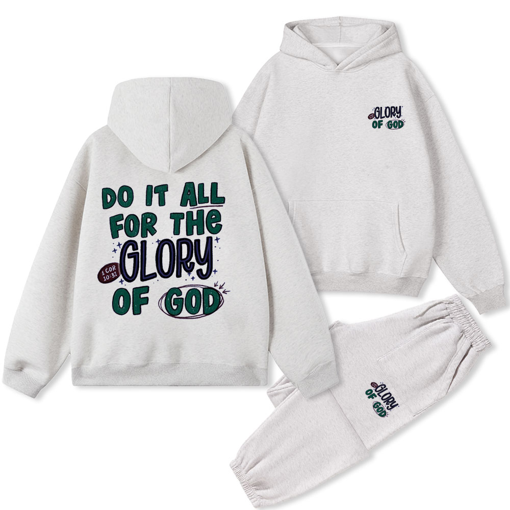 Do It All For The Glory Of God Christian Fleece Hoodie Set