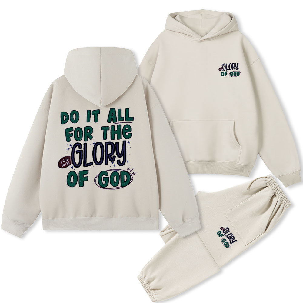 Do It All For The Glory Of God Christian Fleece Hoodie Set