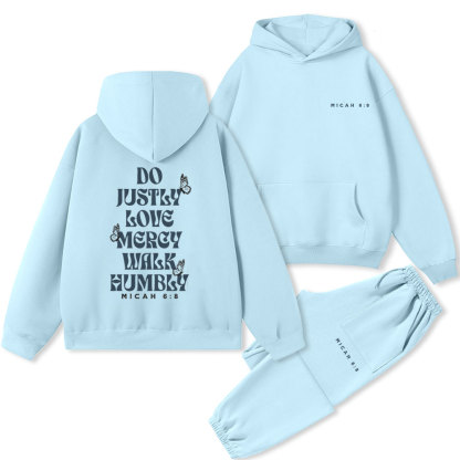 Do Justly Love Mercy Walk Humbly Christian Premium Fleece Hoodie Set