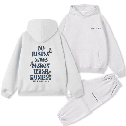 Do Justly Love Mercy Walk Humbly Christian Premium Fleece Hoodie Set