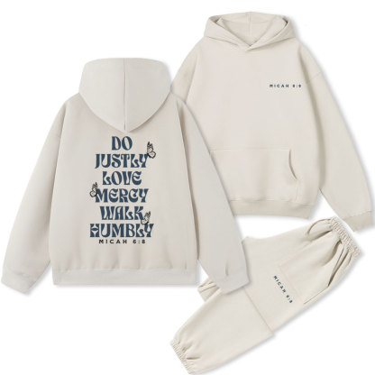 Do Justly Love Mercy Walk Humbly Christian Premium Fleece Hoodie Set