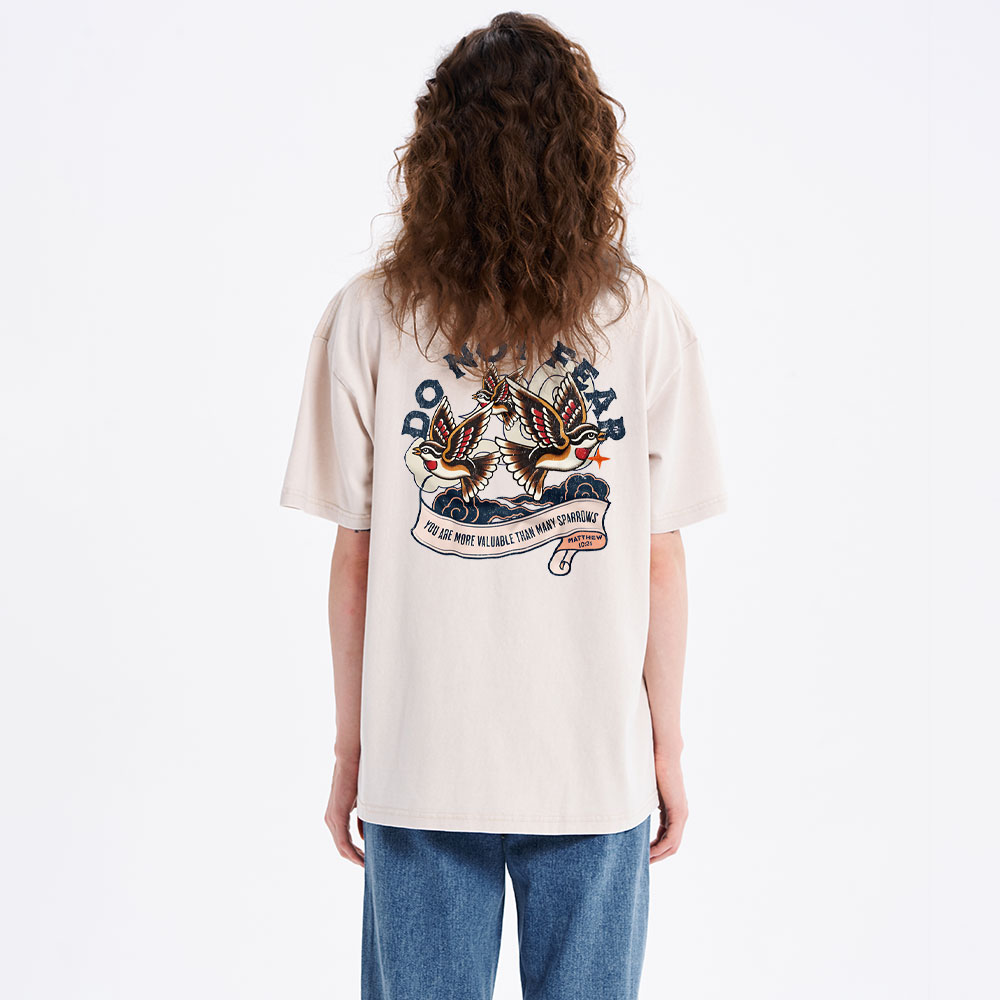 Do Not Fear Sparrows Christian Washed T-Shirt