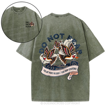 Do Not Fear Sparrows Christian Washed T-Shirt