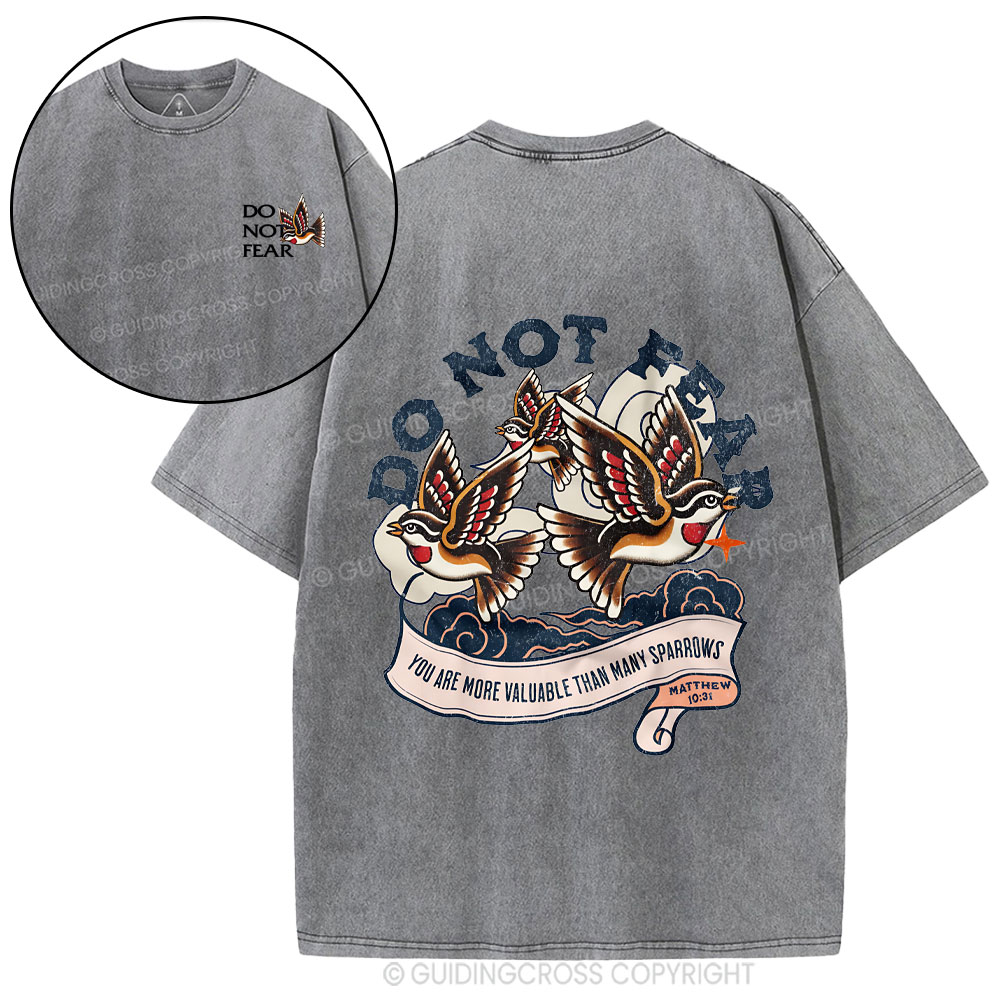 Do Not Fear Sparrows Christian Washed T-Shirt
