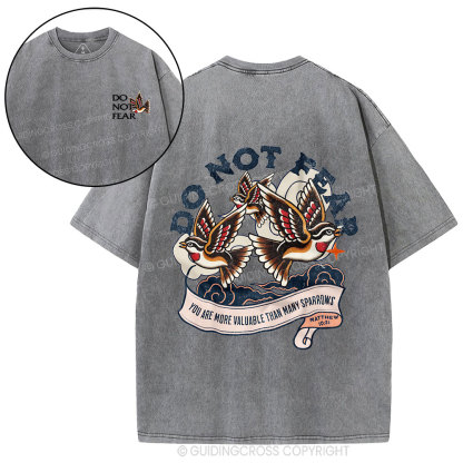 Do Not Fear Sparrows Christian Washed T-Shirt