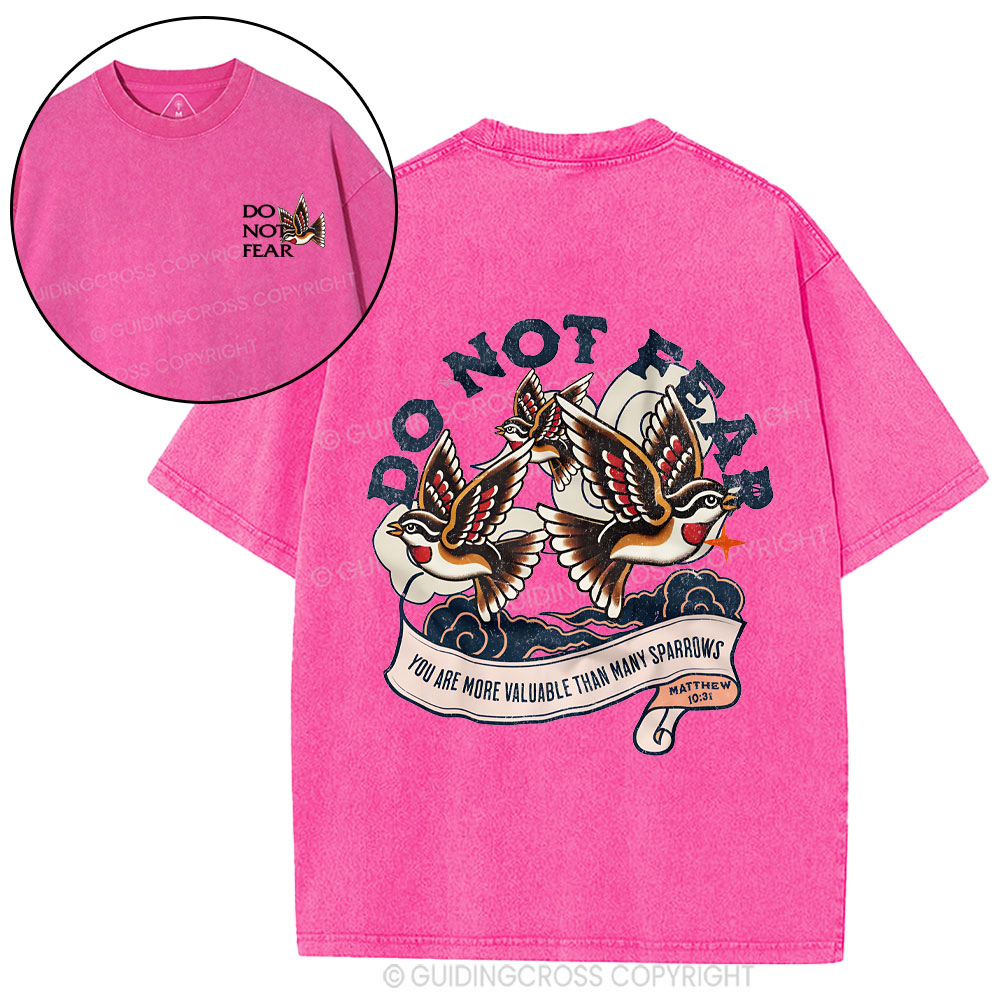 Do Not Fear Sparrows Christian Washed T-Shirt