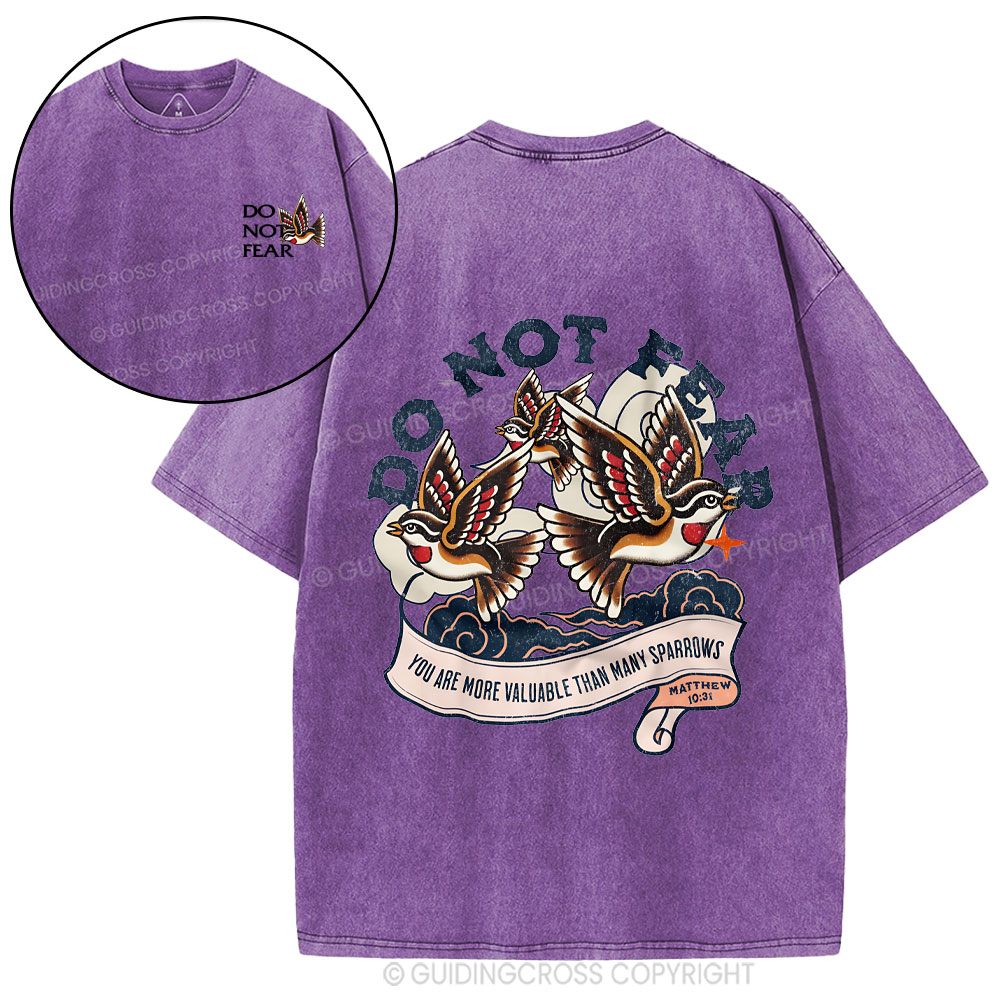 Do Not Fear Sparrows Christian Washed T-Shirt