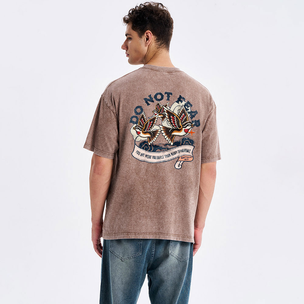 Do Not Fear Sparrows Christian Washed T-Shirt