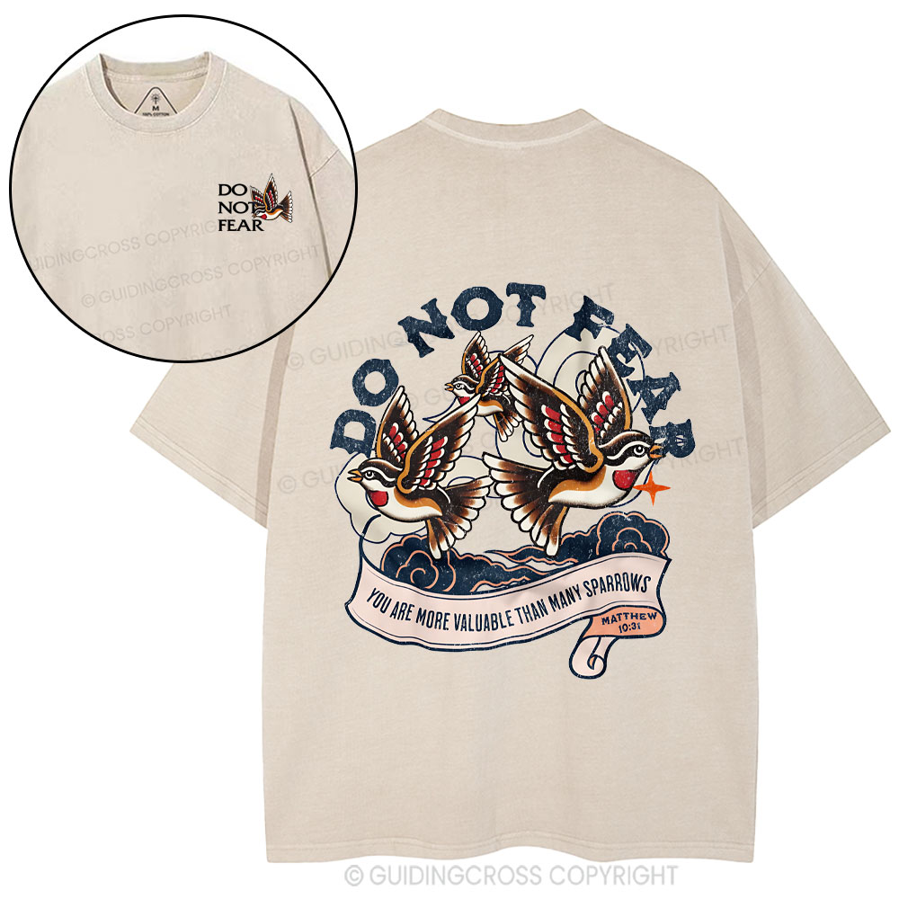 Do Not Fear Sparrows Christian Washed T-Shirt