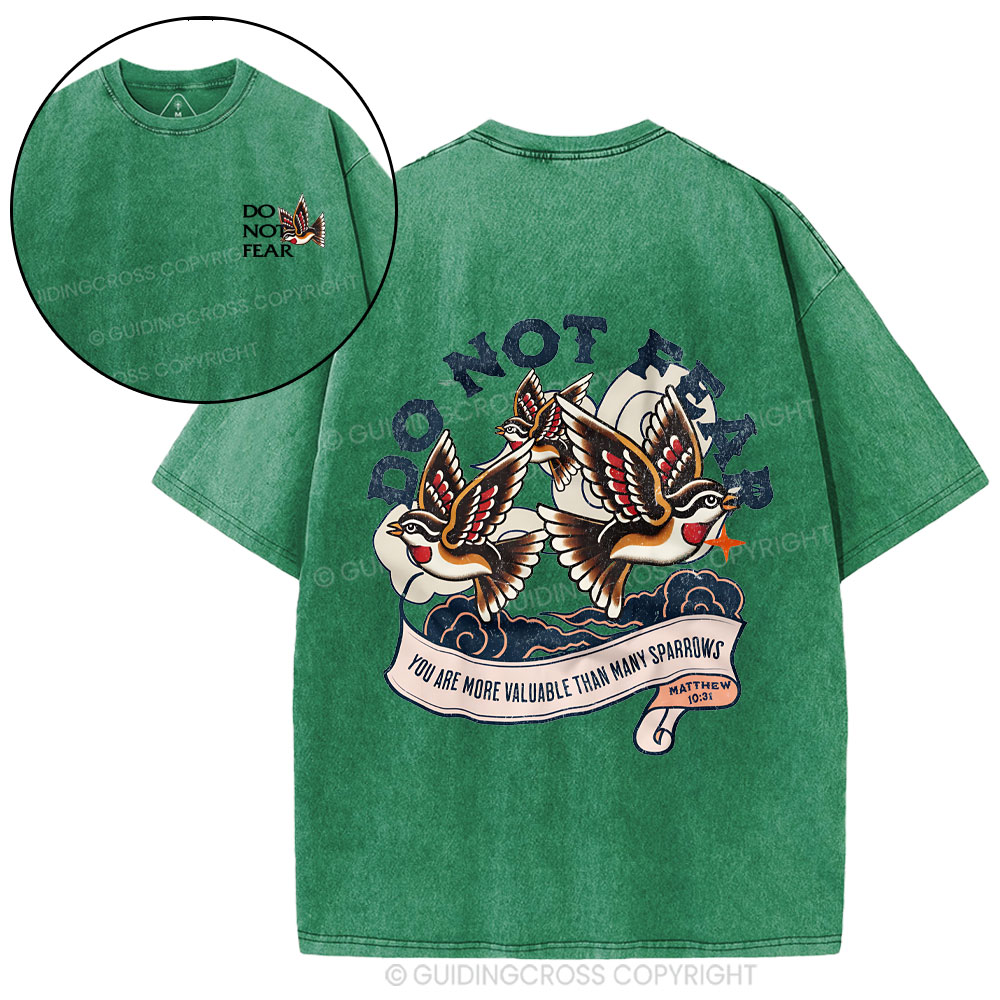 Do Not Fear Sparrows Christian Washed T-Shirt