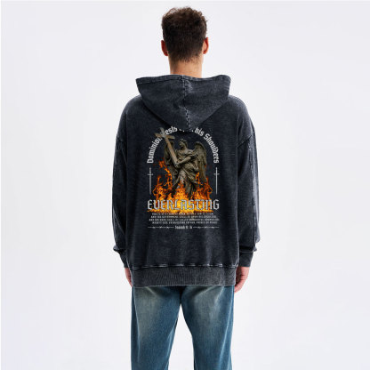 Dominion Rests Upon His Shoulders Everlasting Christian Washed Hoodie