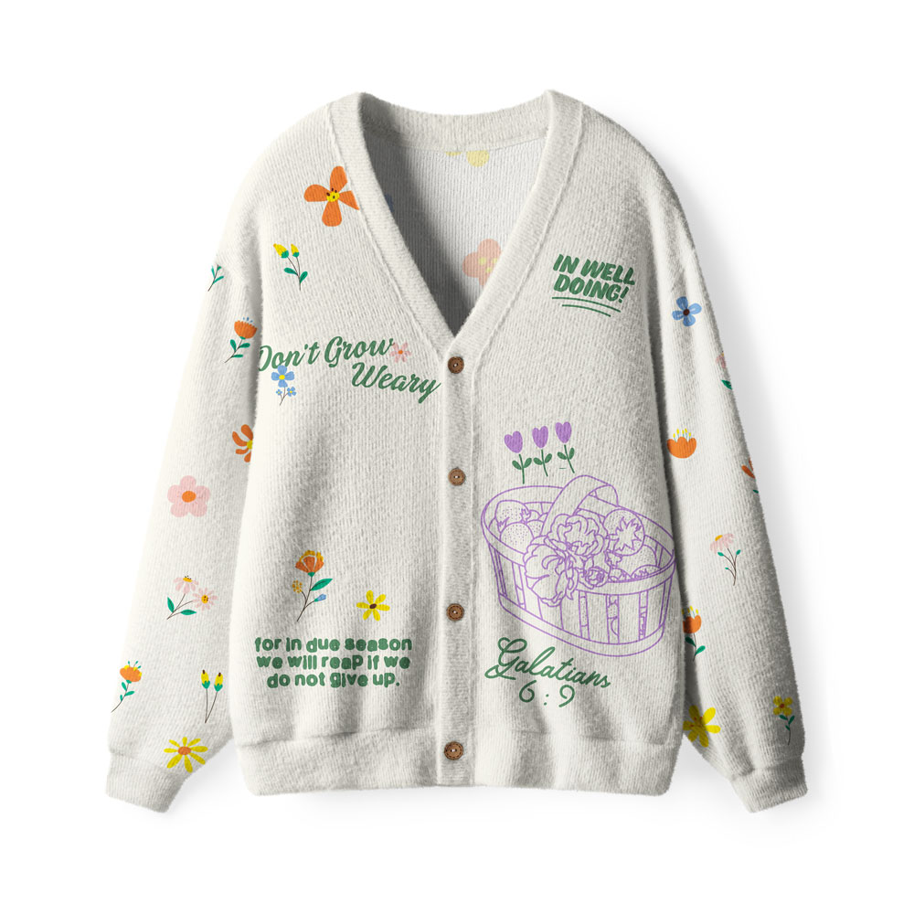 Don't Grow Weary Furry Christian Lightweight Cardigan