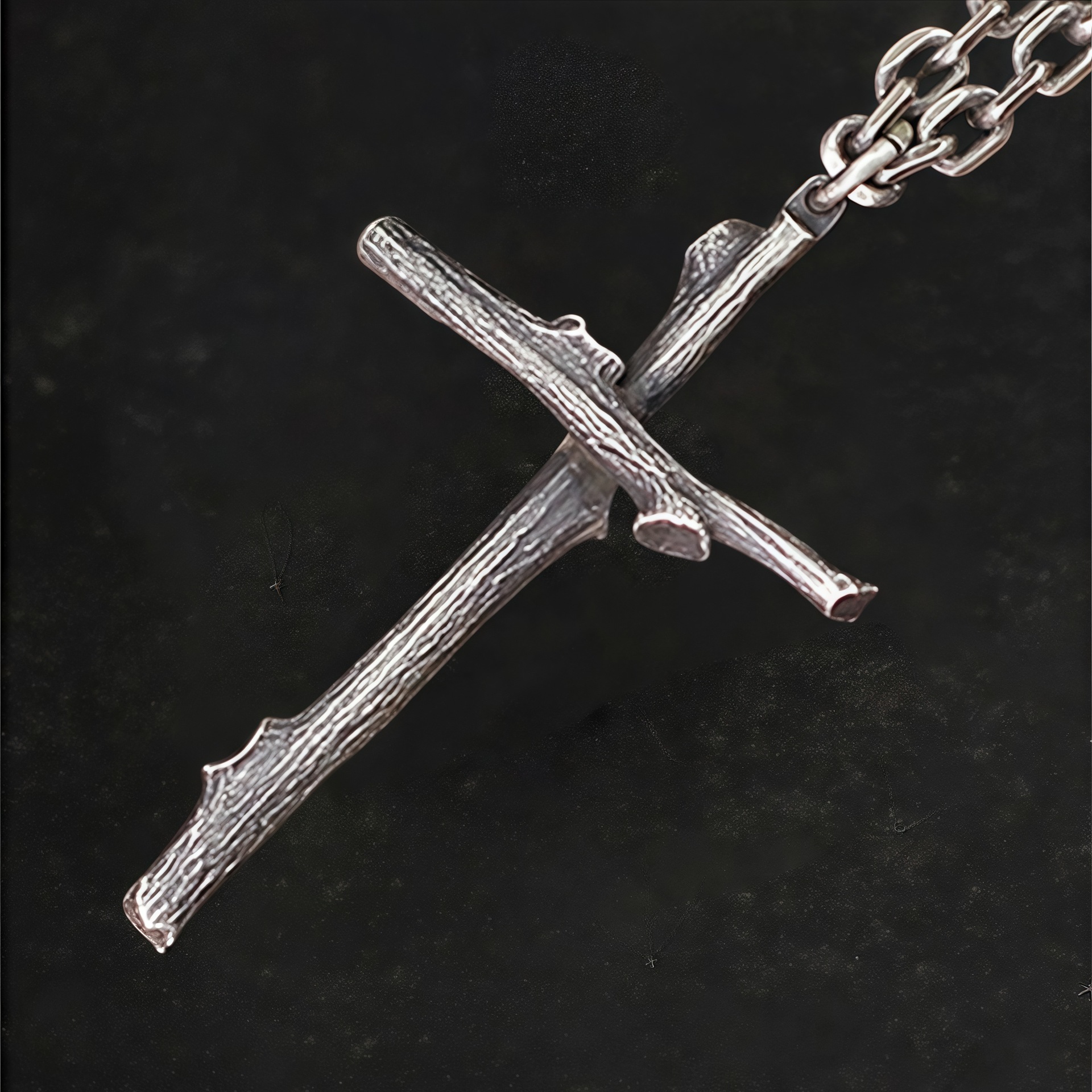 Dried wood Cross Christian Necklace