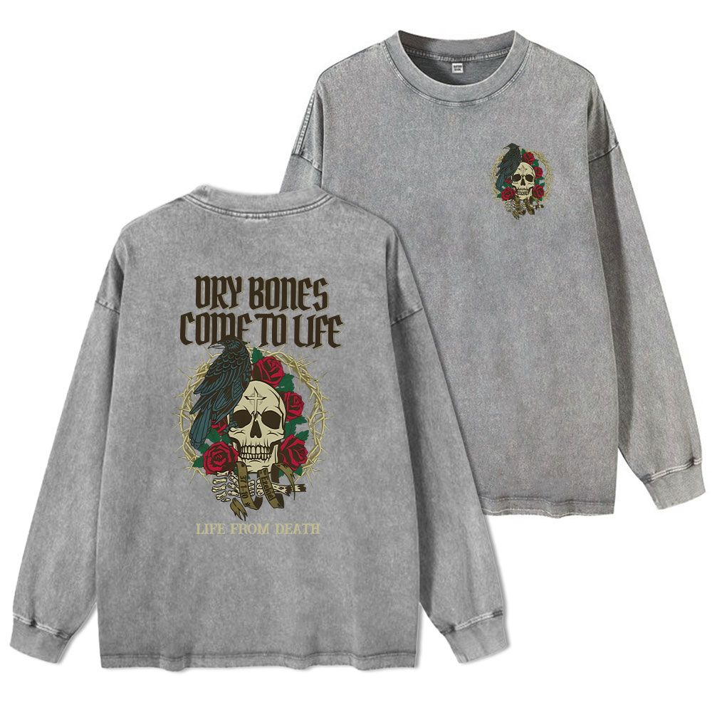 Dry Bones Come To Life Chrsitian Washed Long Sleeve T-Shirt