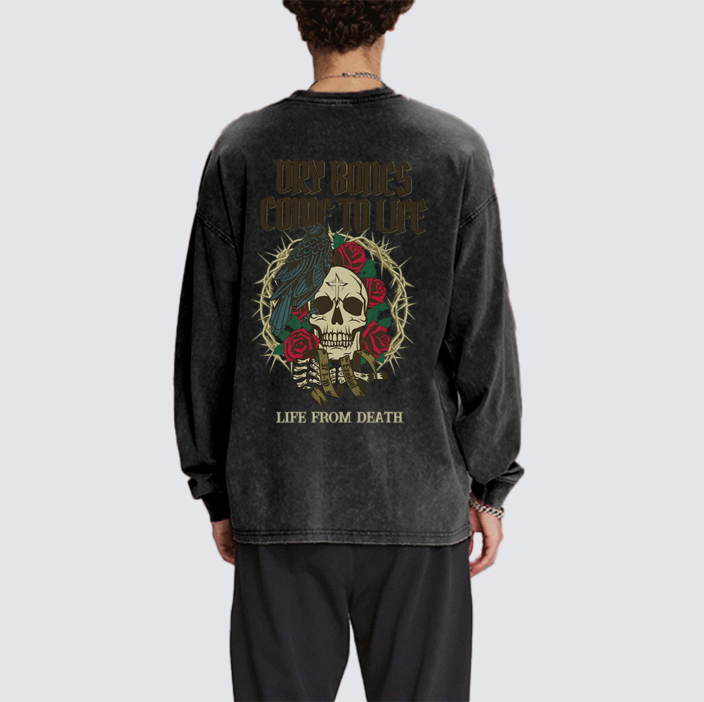 Dry Bones Come To Life Chrsitian Washed Long Sleeve T-Shirt