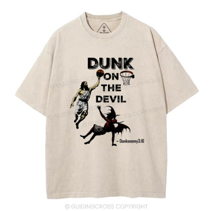 Dunk On The Devil Christian Washed T-Shirt
