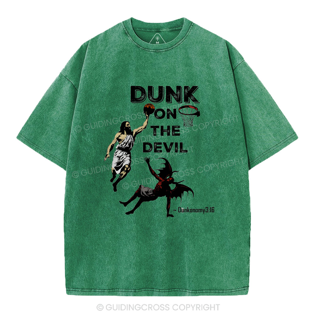 Dunk On The Devil Christian Washed T-Shirt