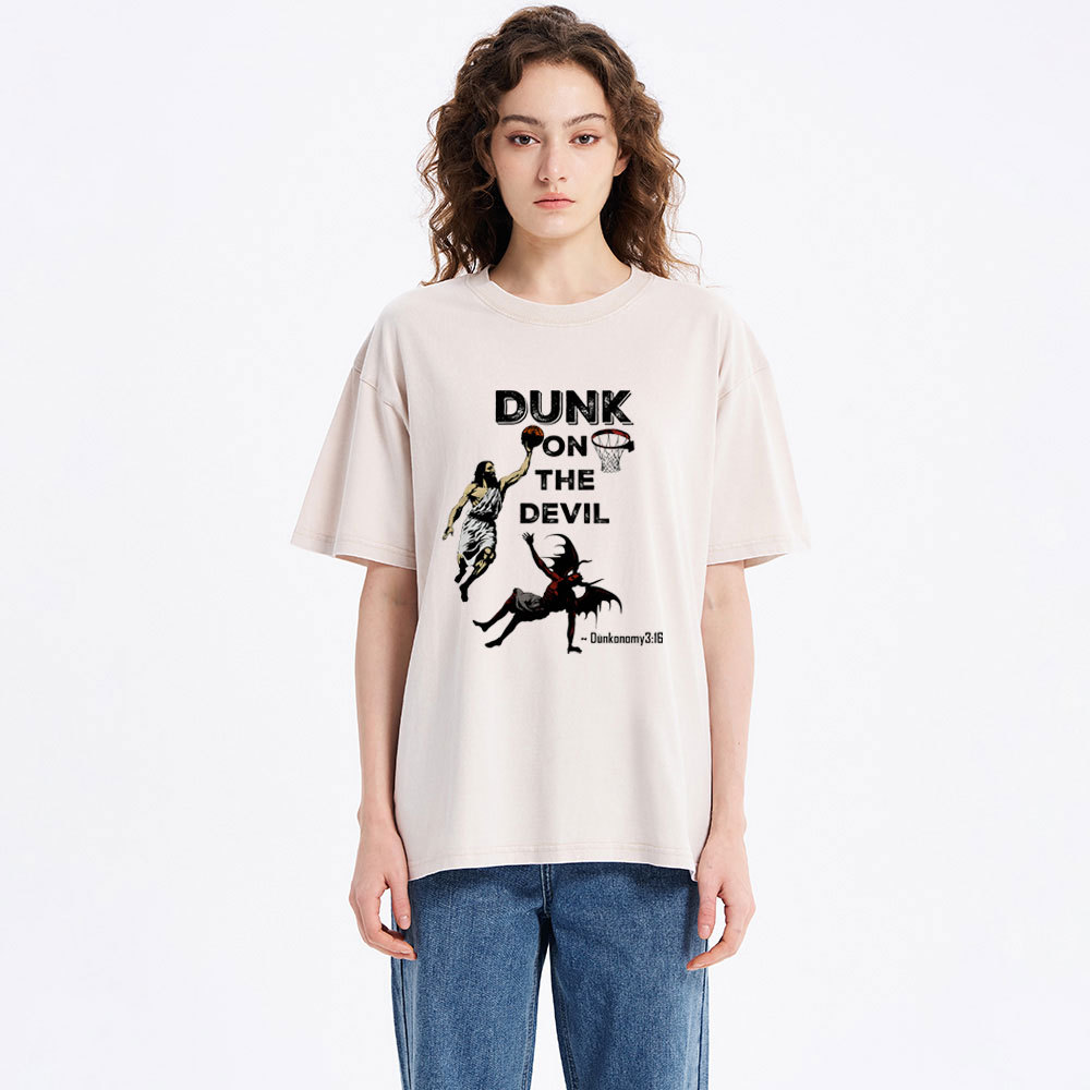 Dunk On The Devil Christian Washed T-Shirt