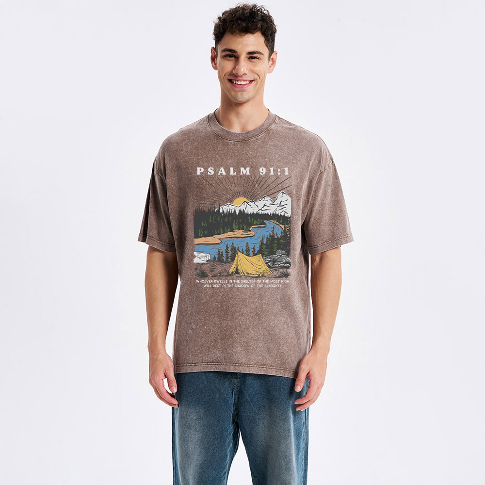 Dwells In The Shelter Of The Most High Christian Washed T-Shirt