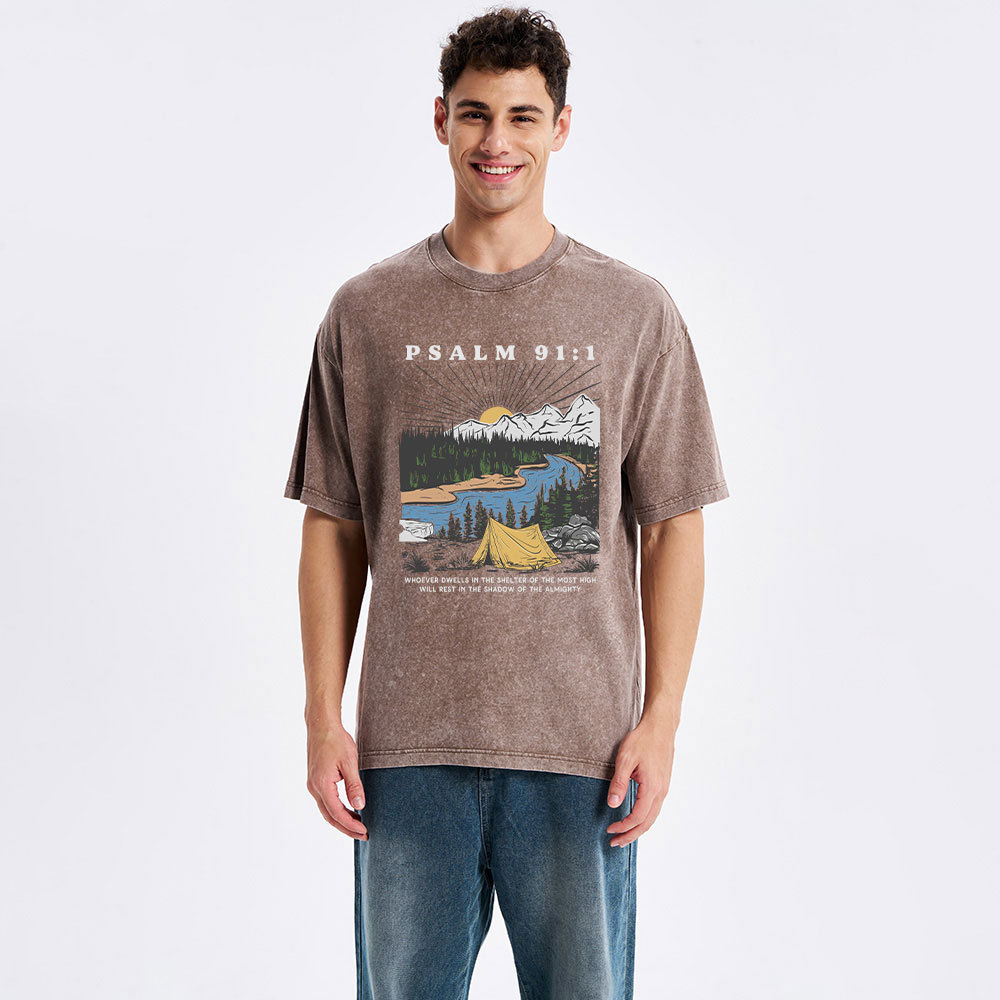 Dwells In The Shelter Of The Most High Christian Washed T-Shirt