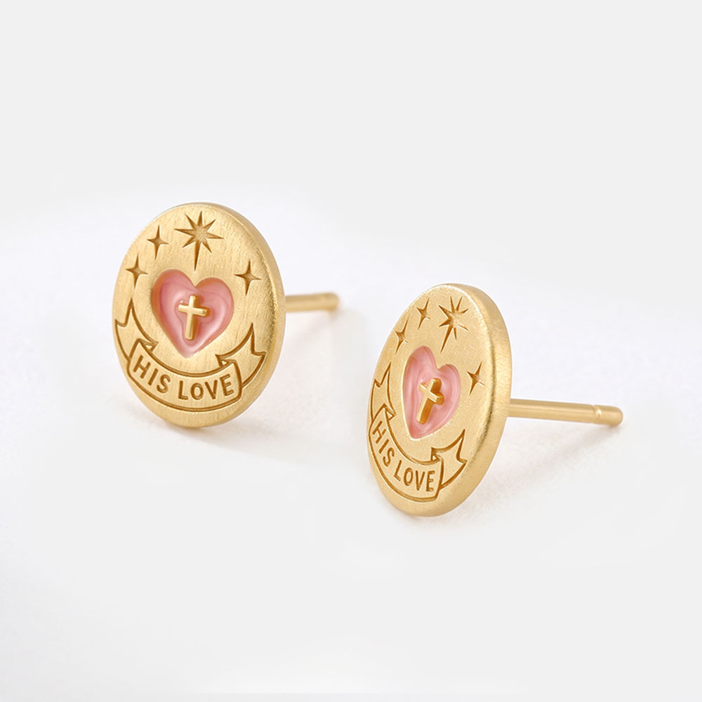 His Love Christian 925 Sterling Silver Stud Earrings