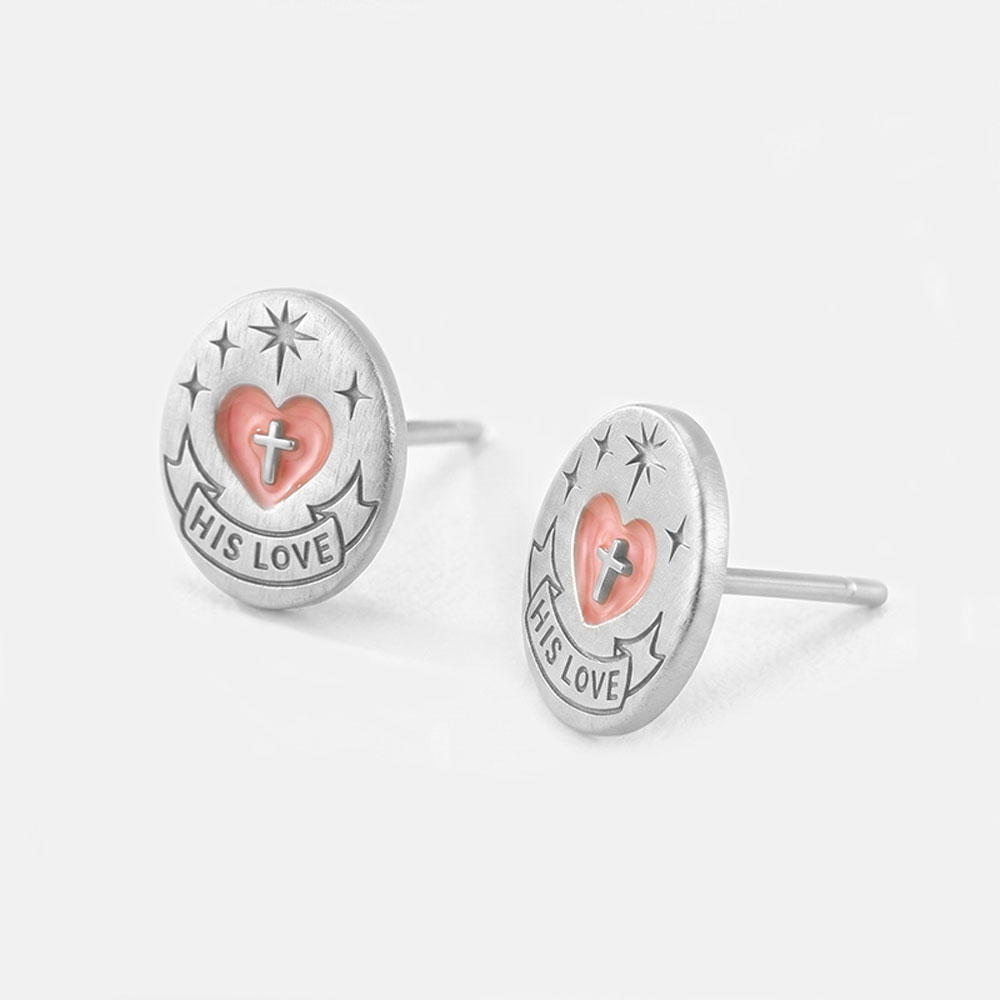 His Love Christian 925 Sterling Silver Stud Earrings