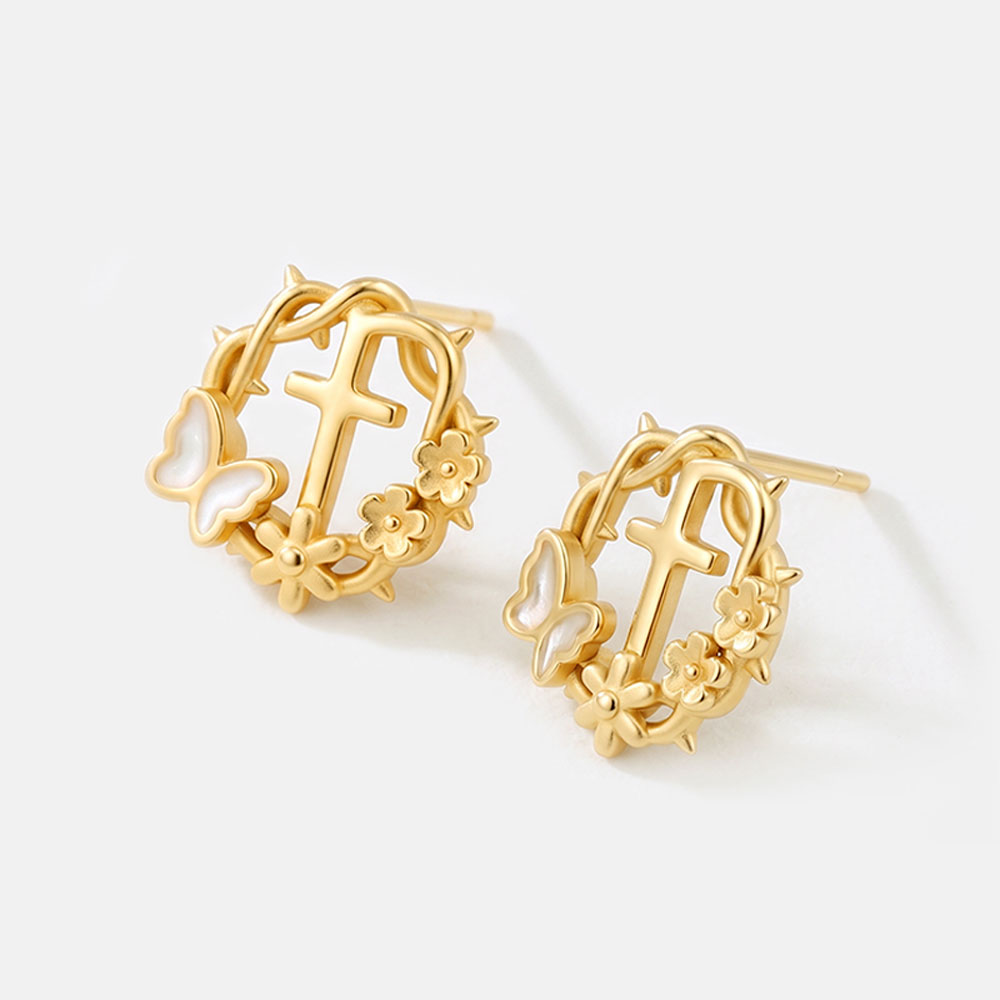 Crown of Thorns Christian 925 Sterling Silver Stud Earrings