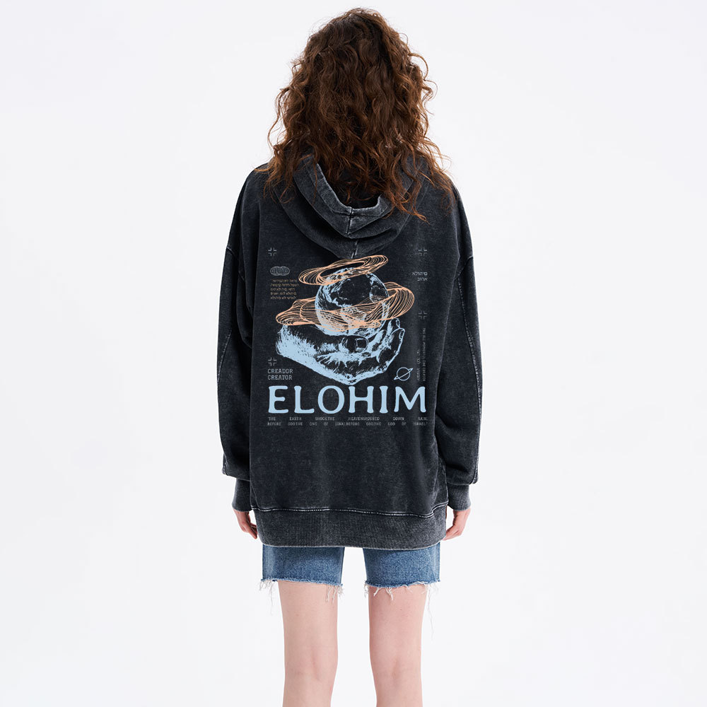 ELOHIM Christian Washed Hoodie