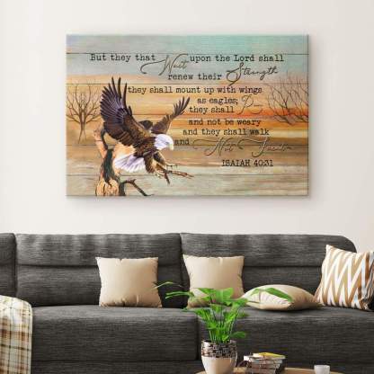 Eagle Wingspan They That Wait Upon The Lord Christian Canvas Wall Art