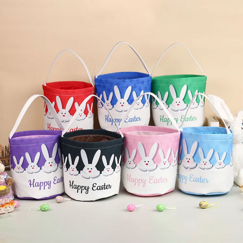 Easter Bunny Tote Bag Bucket Bag White Basket Gifts For Kids