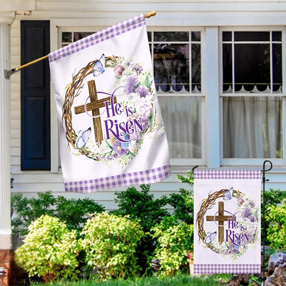 Easter Cross He Is Risen Flag