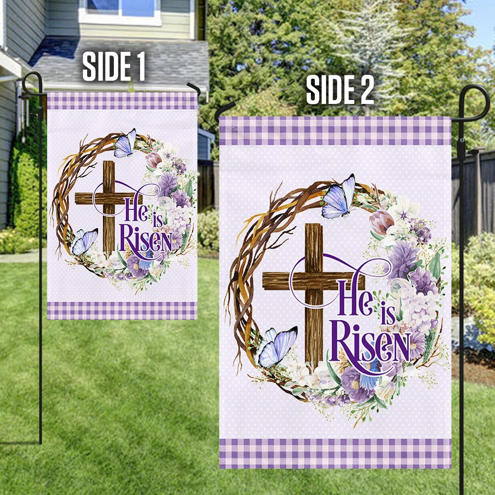 Easter Cross He Is Risen Flag