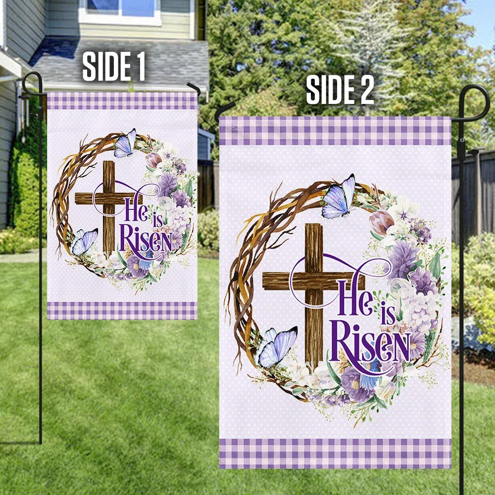 Easter Cross He Is Risen Flag