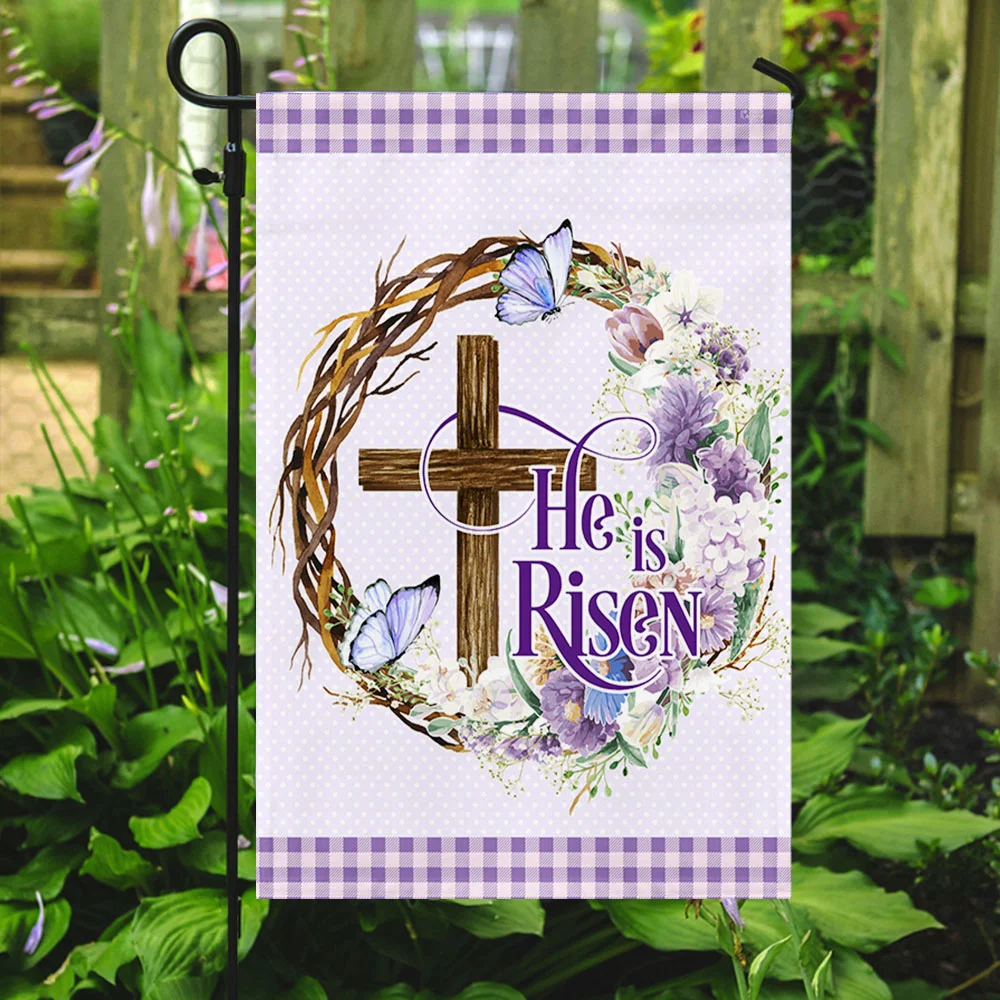 Easter Cross He Is Risen Flag