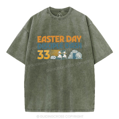 Easter Day Disciple Dash Christian Washed T-Shirt