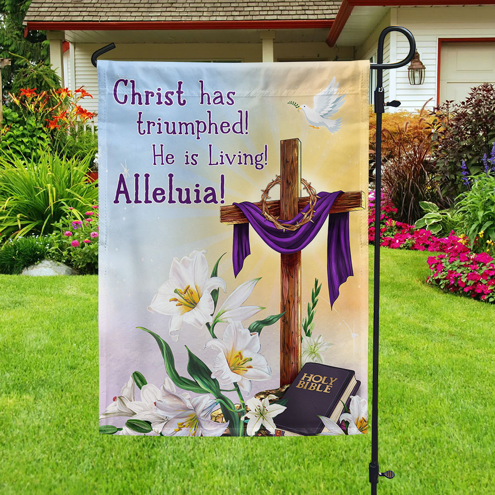 Easter Day Jesus Cross He Is Risen Flag