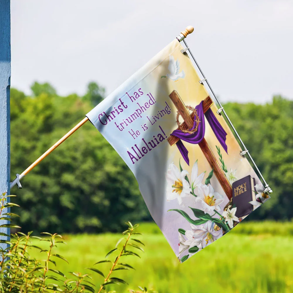 Easter Day Jesus Cross He Is Risen Flag