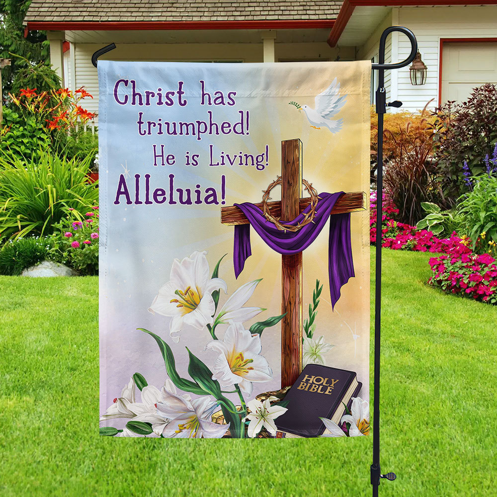 Easter Day Jesus Cross He Is Risen Flag